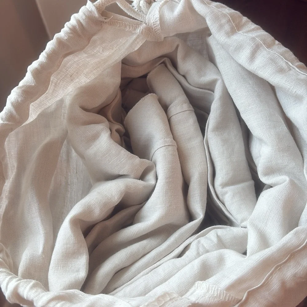 Quince European Linen Double Flange Duvet Cover Full Queen Sand 119